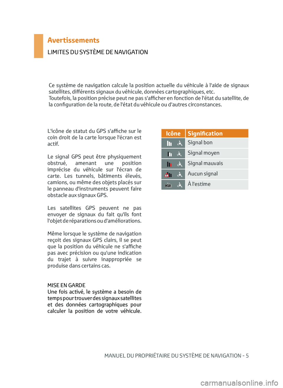 TOYOTA AYGO 2020 Notices Demploi (in French) MANUEL DU PROPRIÉTAIRE DU SYSTÈME DE NAVIGATION - 5
Avertissements
LIMITES DU SYSTÈME DE NAVIGATION
Ce système de navigation calcule la position actuelle du véhicule à l'aide de signaux
sat TOYOTA AYGO 2020 Notices Demploi (in French) MANUEL DU PROPRIÉTAIRE DU SYSTÈME DE NAVIGATION - 5
Avertissements
LIMITES DU SYSTÈME DE NAVIGATION
Ce système de navigation calcule la position actuelle du véhicule à l'aide de signaux
sat