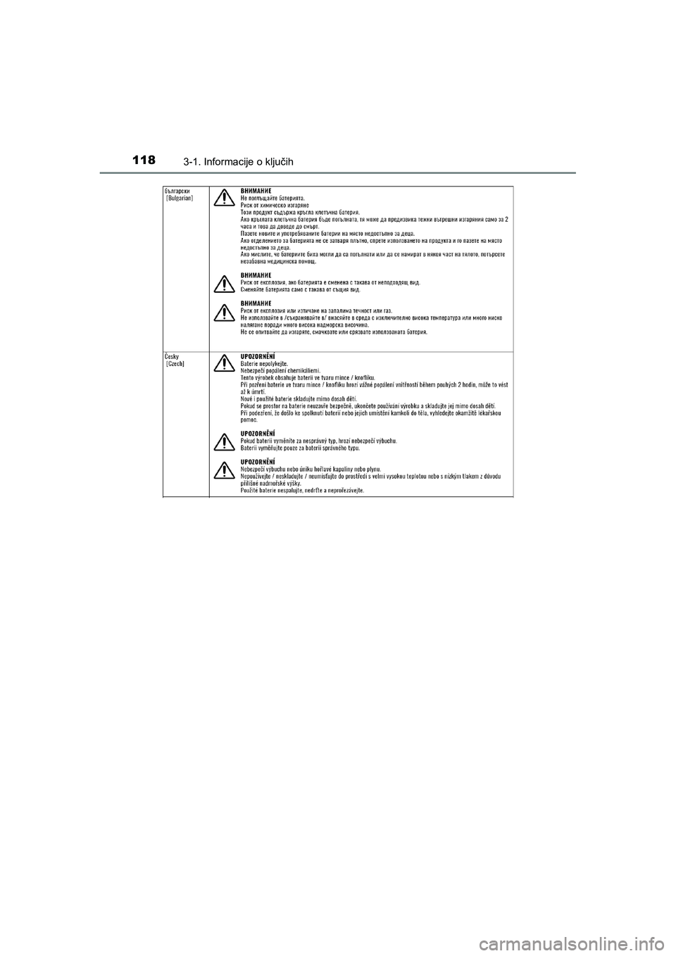 TOYOTA AYGO 2020  Navodila Za Uporabo (in Slovenian) 1183-1. Informacije o ključih
AYGO_OM_Europe_OM9A012E
AYGO_OM_Europe_OM9A012E.backup.book  Page 118  Thursday, May 13, 2021  10:02 PM 