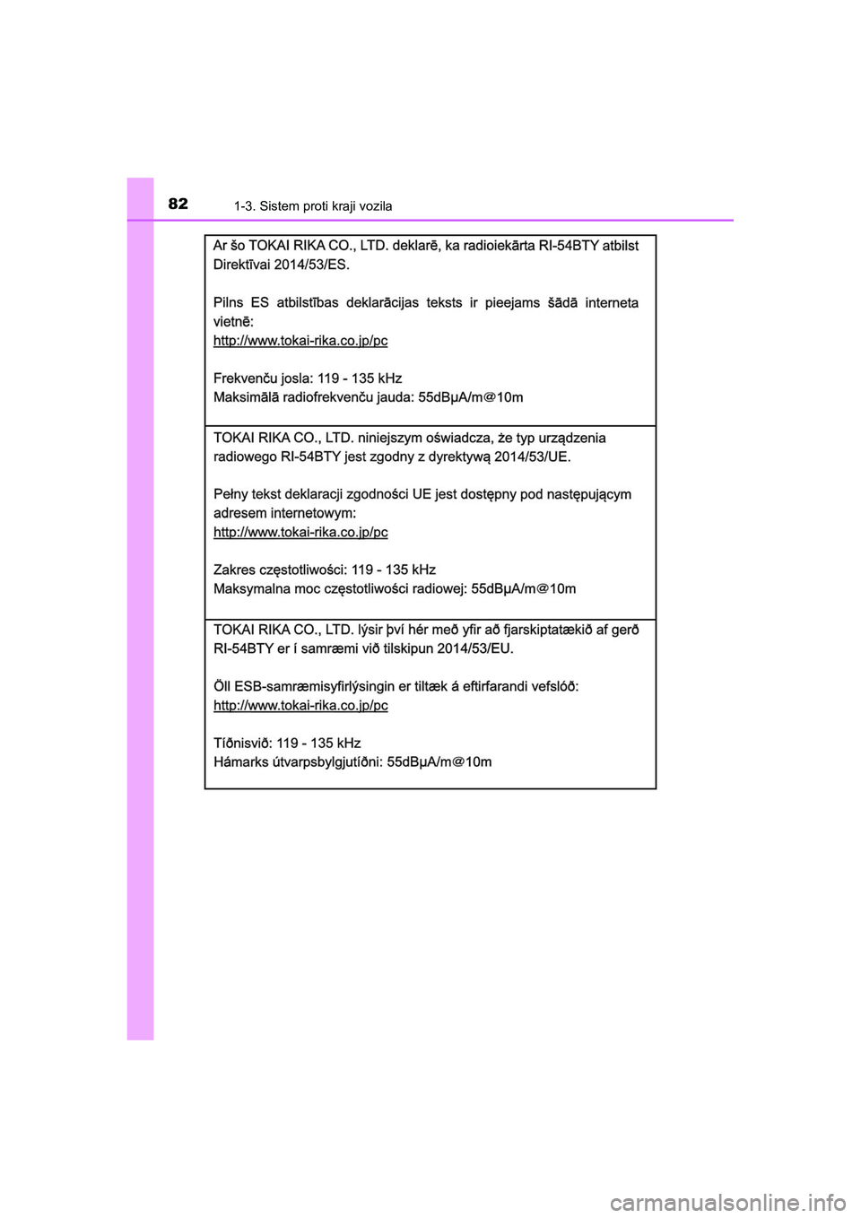 TOYOTA AYGO 2020  Navodila Za Uporabo (in Slovenian) 821-3. Sistem proti kraji vozila
AYGO_OM_Europe_OM9A012E
AYGO_OM_Europe_OM9A012E.backup.book  Page 82  Thursday, May 13, 2021  10:02 PM 