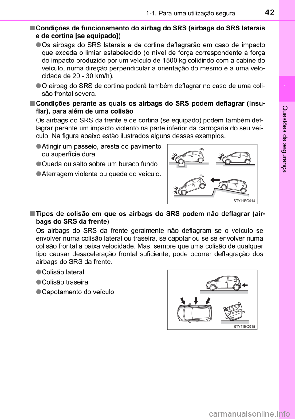 TOYOTA AYGO 2017  Manual de utilização (in Portuguese) 42������3�D�U�D��X�P�D��X�W�L�O�L�]�D�o�m�R��V�H�J�X�U�D
�
�4�X�H�V�W�}�H�V��G�H��V�H�J�X�U�D�Q�o�D
■�&�R�Q�G�L�o�}�H�V��G�H��I�X�Q�F�L�R�Q�D�P�H�Q�W�R��G�R��D�L�U�E�D�J��G�R��6�5�6