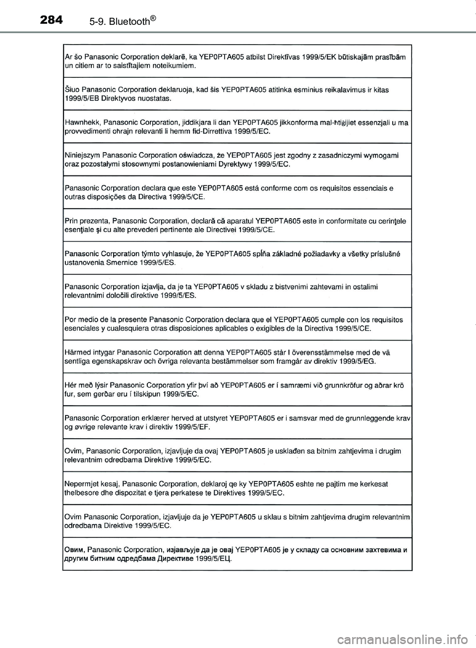 TOYOTA AYGO 2017 Brugsanvisning (in Danish) 2845-9. Bluetooth®
OM99Q24DK
OM99Q24DK.book Page 284 Tuesday, May 2, 2017 5:05 PM TOYOTA AYGO 2017 Brugsanvisning (in Danish) 2845-9. Bluetooth®
OM99Q24DK
OM99Q24DK.book Page 284 Tuesday, May 2, 2017 5:05 PM