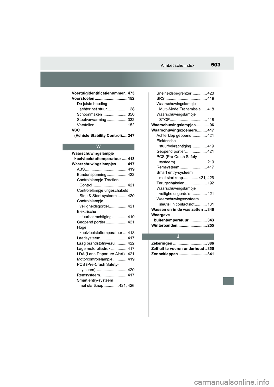 TOYOTA AYGO 2019  Instructieboekje (in Dutch) 503Alfabetische index
AYGO_OM_Europe_OM99R19E
Voertuigidentificatienummer .. 473
Voorstoelen .............................. 152De juiste houding achter het stuur..................... 28
Schoonmaken ..