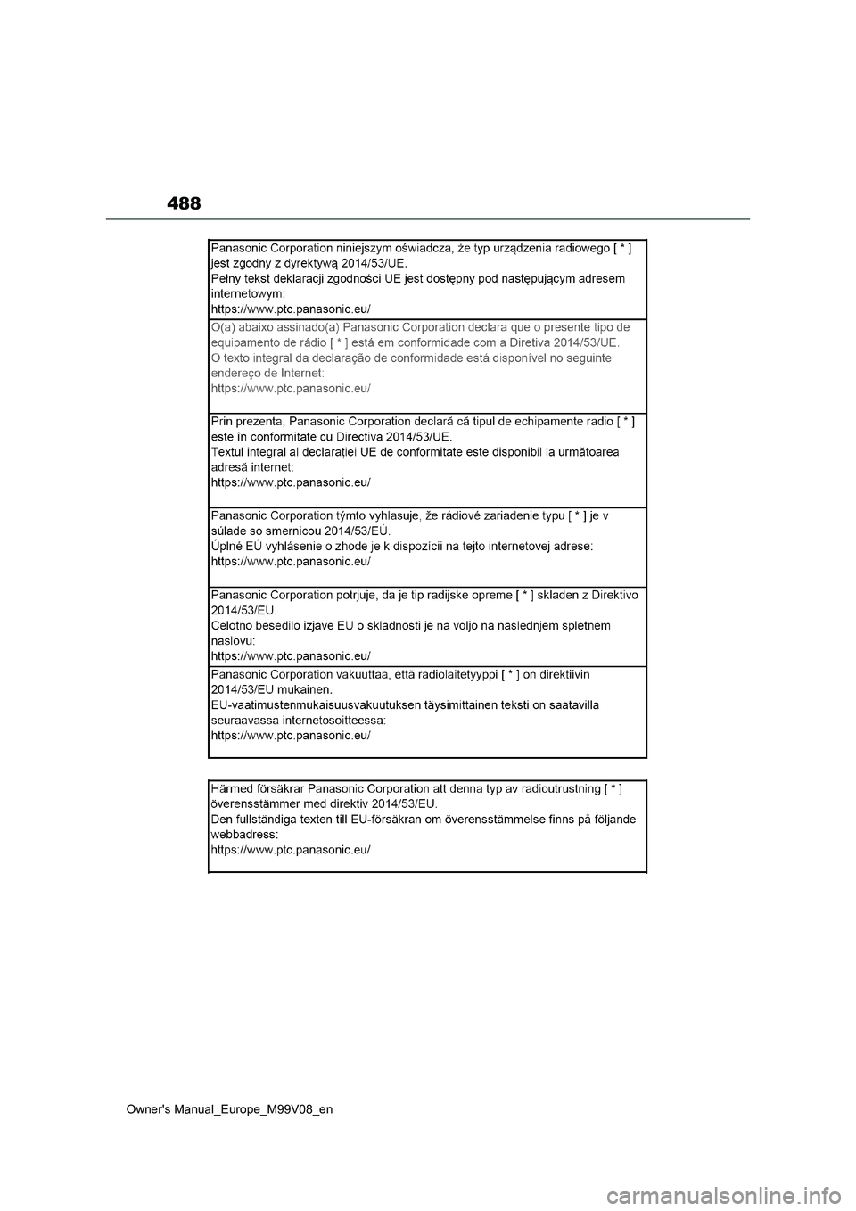 TOYOTA AYGO X 2022 Owners Manual (in English) 488
Owner's Manual_Europe_M99V08_en TOYOTA AYGO X 2022 Owners Manual (in English) 488
Owner's Manual_Europe_M99V08_en
