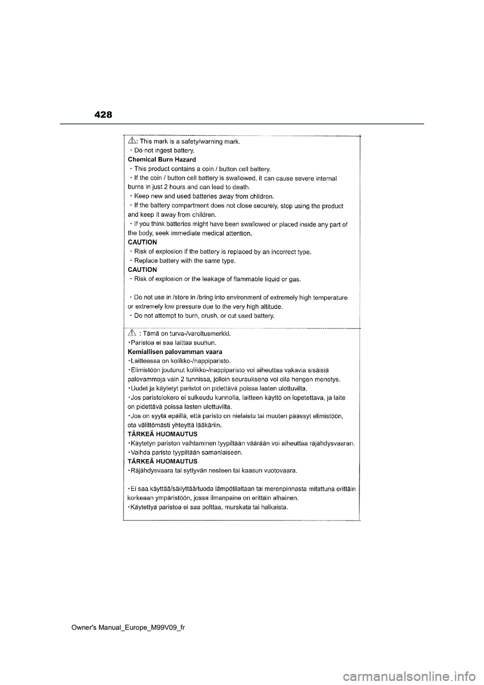 TOYOTA AYGO X 2022 Notices Demploi (in French) 428
Owner's Manual_Europe_M99V09_fr TOYOTA AYGO X 2022 Notices Demploi (in French) 428
Owner's Manual_Europe_M99V09_fr