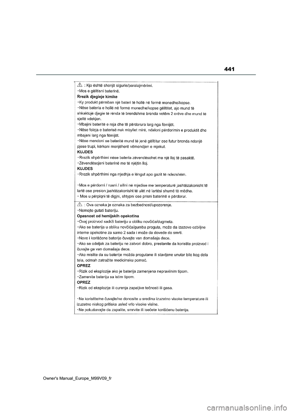 TOYOTA AYGO X 2022 Notices Demploi (in French) 441
Owner's Manual_Europe_M99V09_fr TOYOTA AYGO X 2022 Notices Demploi (in French) 441
Owner's Manual_Europe_M99V09_fr