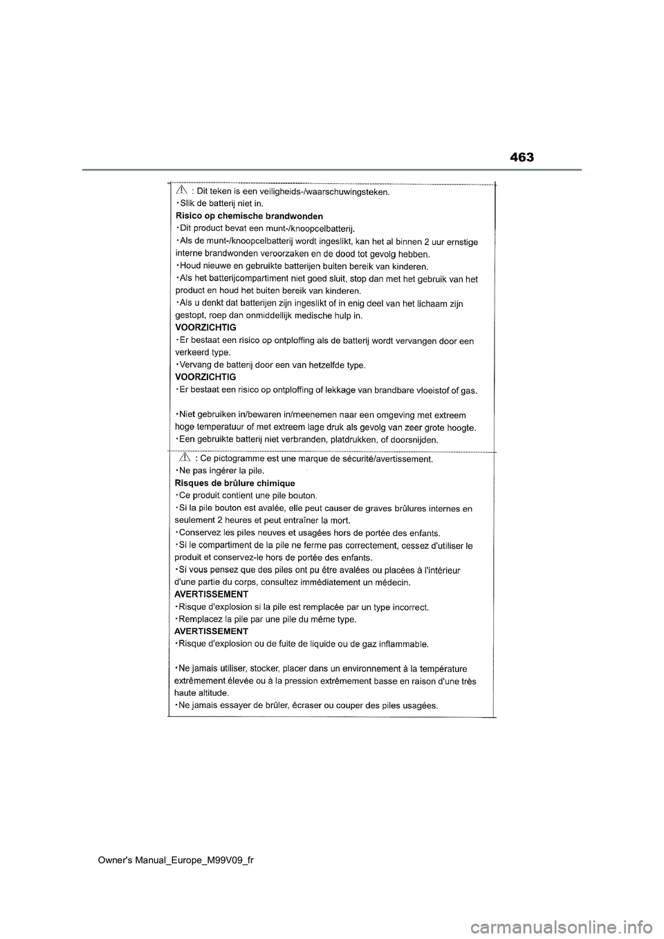 TOYOTA AYGO X 2022 Notices Demploi (in French) 463
Owner's Manual_Europe_M99V09_fr TOYOTA AYGO X 2022 Notices Demploi (in French) 463
Owner's Manual_Europe_M99V09_fr