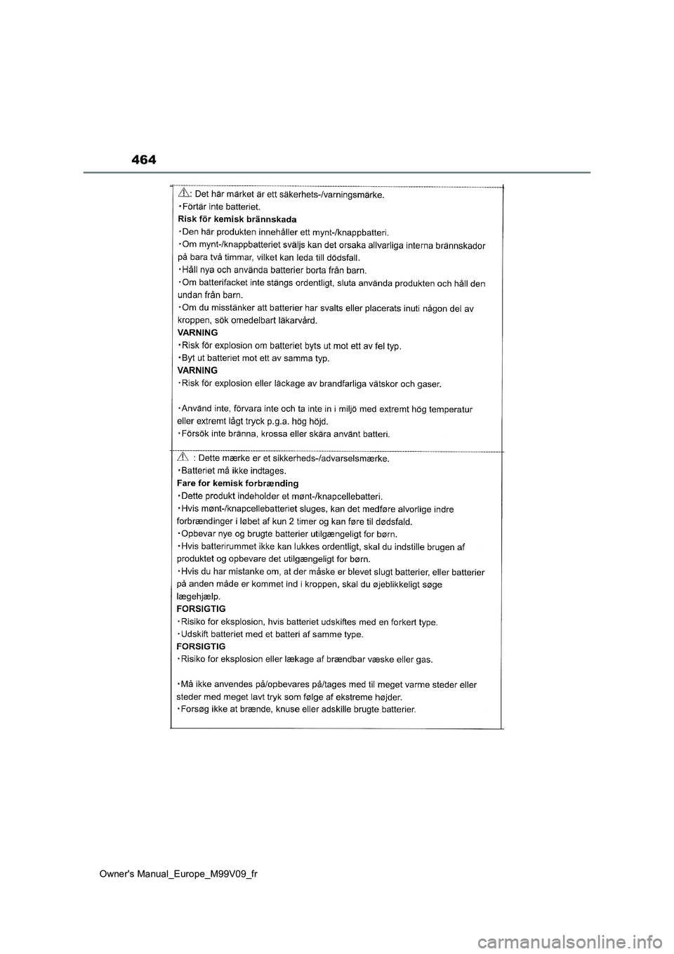 TOYOTA AYGO X 2022 Notices Demploi (in French) 464
Owner's Manual_Europe_M99V09_fr TOYOTA AYGO X 2022 Notices Demploi (in French) 464
Owner's Manual_Europe_M99V09_fr