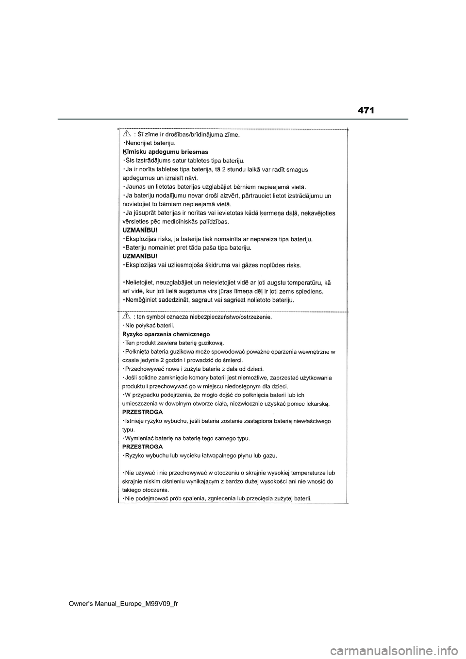 TOYOTA AYGO X 2022 Notices Demploi (in French) 471
Owner's Manual_Europe_M99V09_fr TOYOTA AYGO X 2022 Notices Demploi (in French) 471
Owner's Manual_Europe_M99V09_fr
