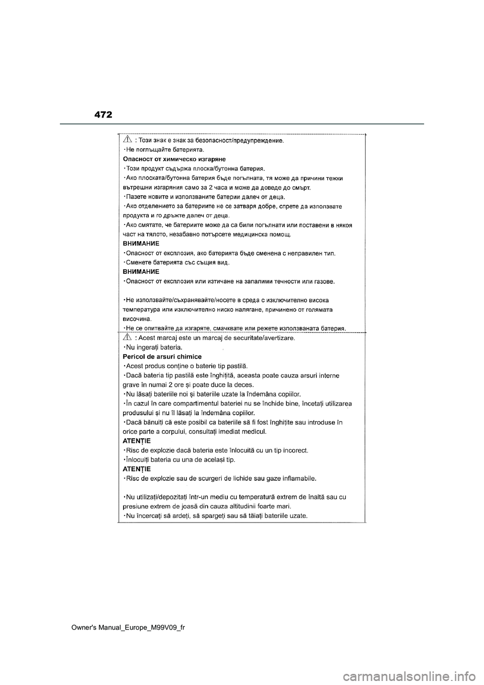 TOYOTA AYGO X 2022 Notices Demploi (in French) 472
Owner's Manual_Europe_M99V09_fr TOYOTA AYGO X 2022 Notices Demploi (in French) 472
Owner's Manual_Europe_M99V09_fr