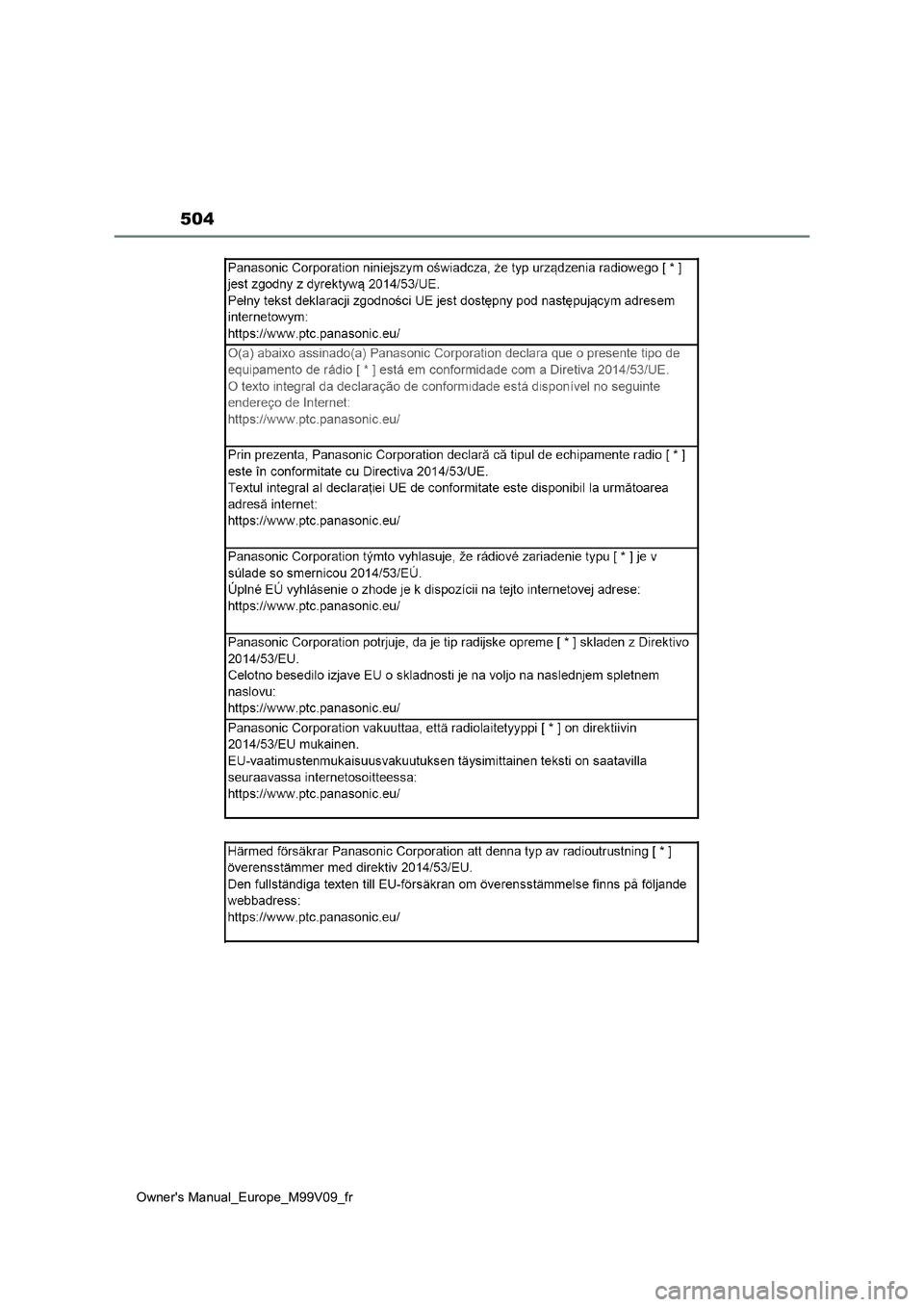 TOYOTA AYGO X 2022 Notices Demploi (in French) 504
Owner's Manual_Europe_M99V09_fr TOYOTA AYGO X 2022 Notices Demploi (in French) 504
Owner's Manual_Europe_M99V09_fr