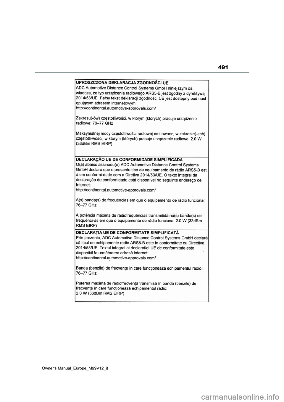 TOYOTA AYGO X 2022  Manuale duso (in Italian) 491
Owner's Manual_Europe_M99V12_it 