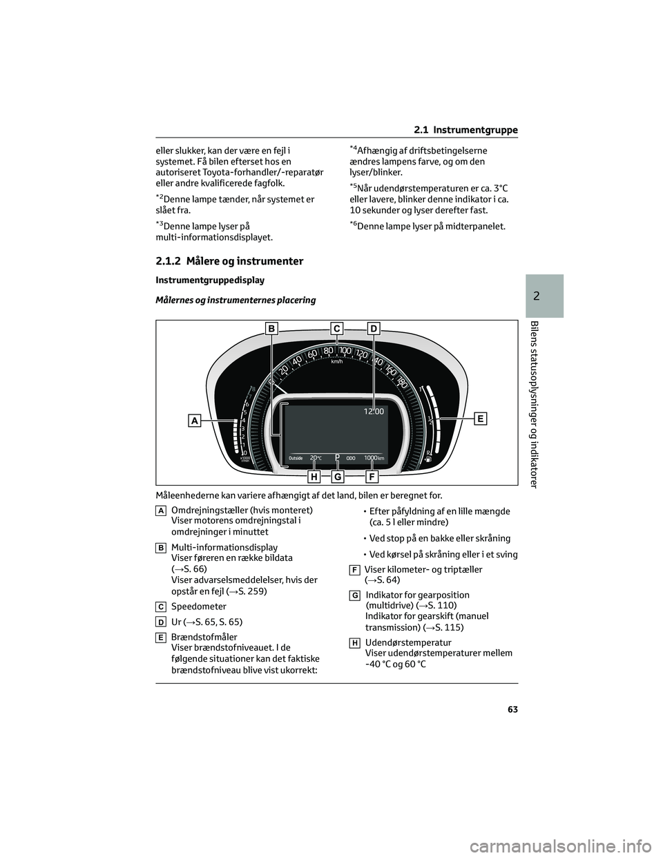 TOYOTA AYGO X 2022 Brugsanvisning (in Danish) eller slukker, kan der være en fejl i
systemet. Få bilen efterset hos en
autoriseret Toyota-forhandler/-reparatør
eller andre kvalificerede fagfolk.
*2Denne lampe tænder, når systemet er
slået f TOYOTA AYGO X 2022 Brugsanvisning (in Danish) eller slukker, kan der være en fejl i
systemet. Få bilen efterset hos en
autoriseret Toyota-forhandler/-reparatør
eller andre kvalificerede fagfolk.
*2Denne lampe tænder, når systemet er
slået f