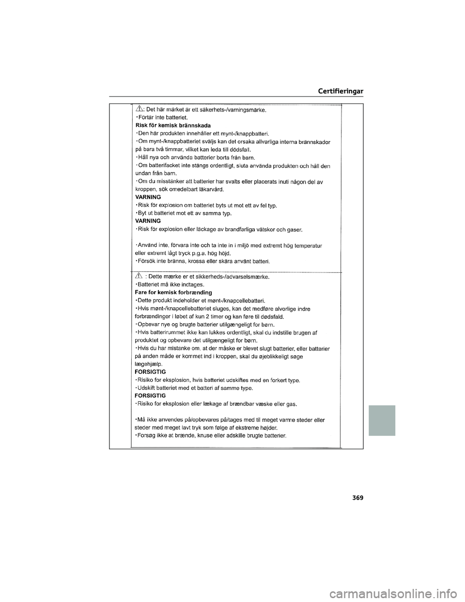 TOYOTA AYGO X 2022  Bruksanvisningar (in Swedish) Certifieringar
369 