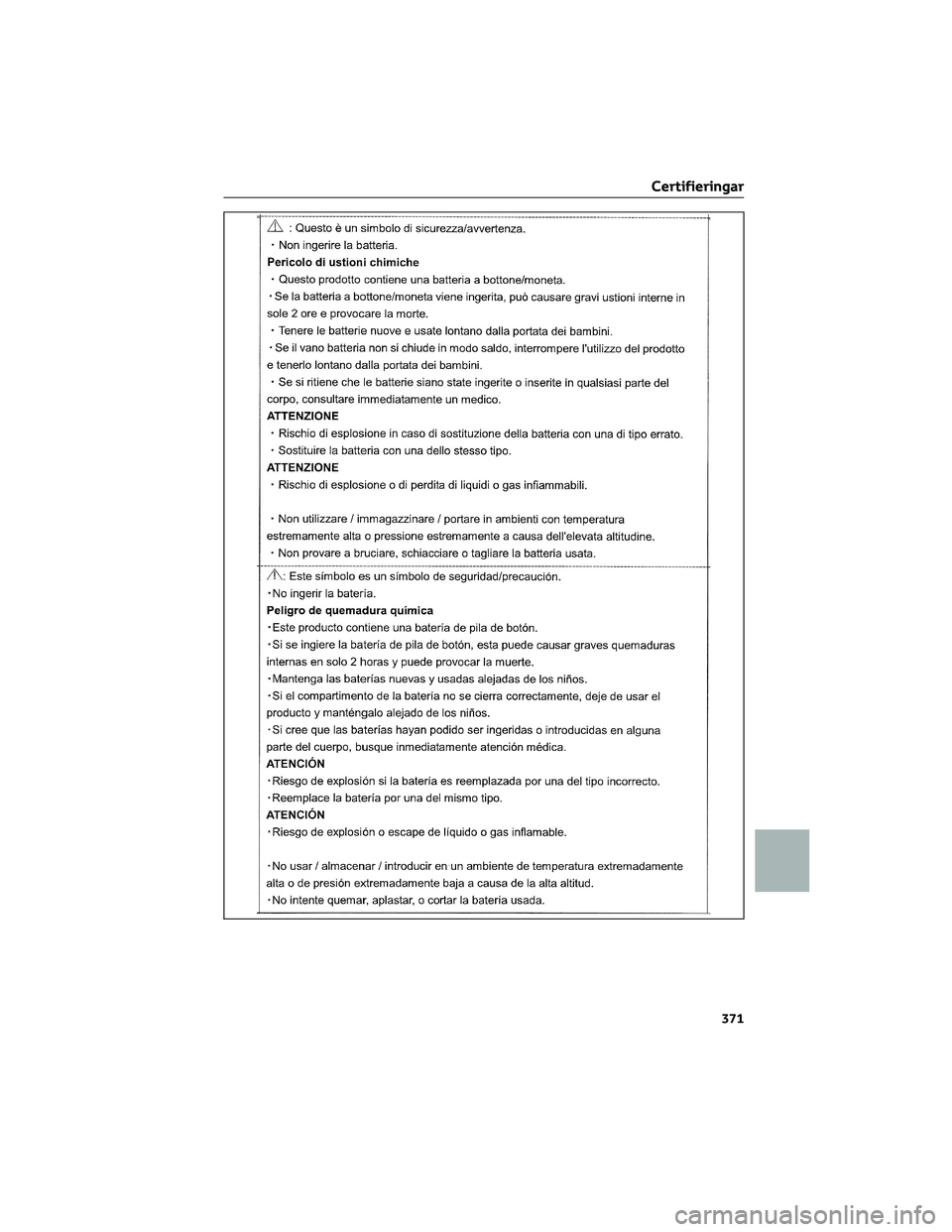 TOYOTA AYGO X 2022  Bruksanvisningar (in Swedish) Certifieringar
371 