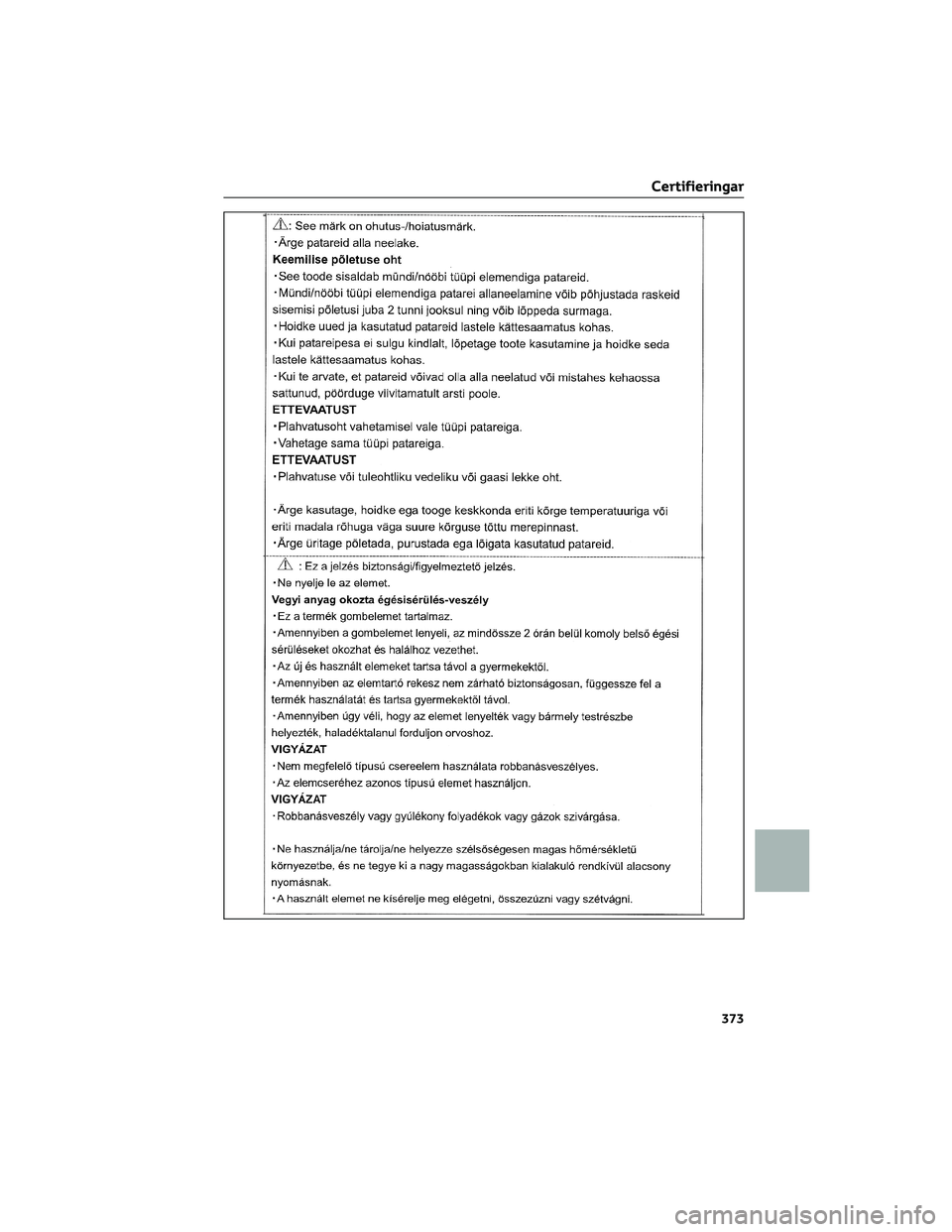 TOYOTA AYGO X 2022  Bruksanvisningar (in Swedish) Certifieringar
373 