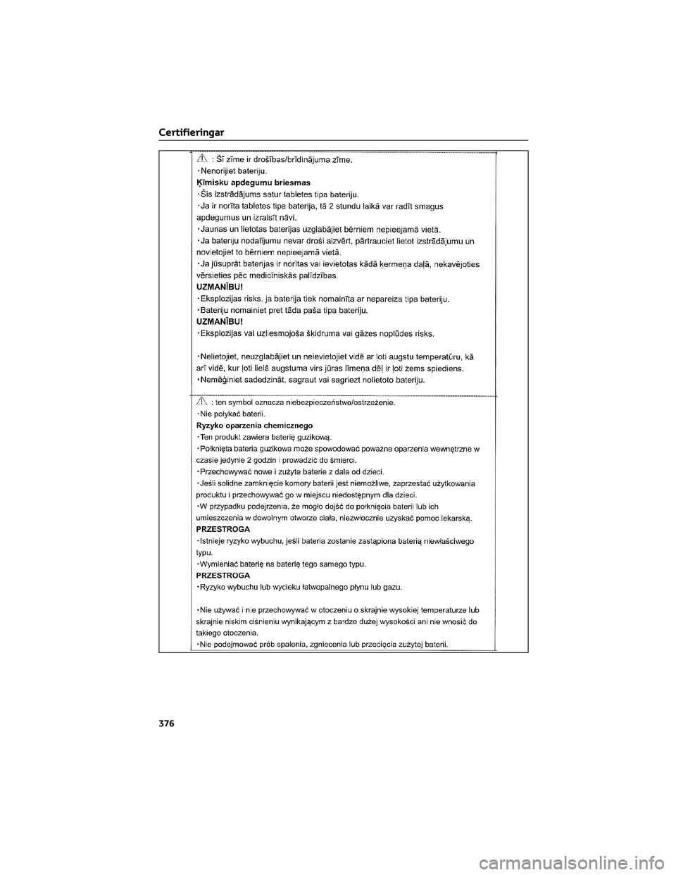 TOYOTA AYGO X 2022  Bruksanvisningar (in Swedish) Certifieringar
376 