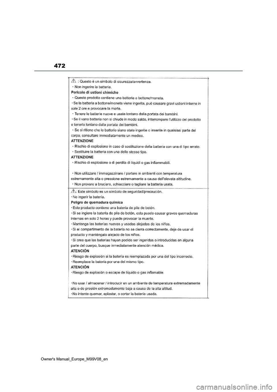 TOYOTA AYGO X 2022 ΟΔΗΓΌΣ ΧΡΉΣΗΣ (in Greek) 472
Owners Manual_Europe_M99V08_en TOYOTA AYGO X 2022 ΟΔΗΓΌΣ ΧΡΉΣΗΣ (in Greek) 472
Owners Manual_Europe_M99V08_en