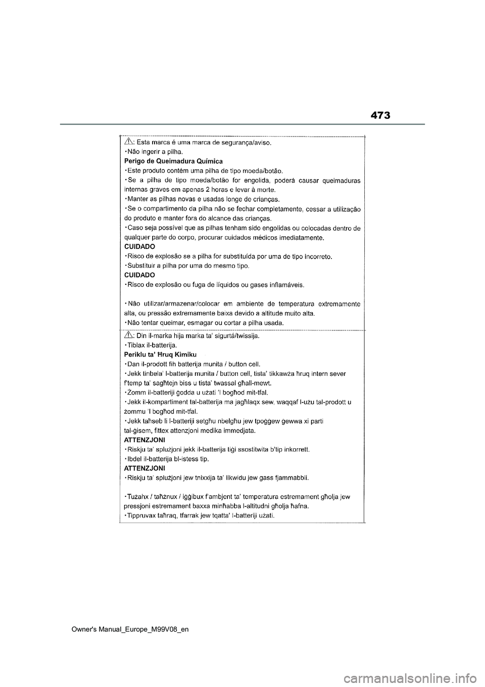 TOYOTA AYGO X 2022 ΟΔΗΓΌΣ ΧΡΉΣΗΣ (in Greek) 473
Owners Manual_Europe_M99V08_en TOYOTA AYGO X 2022 ΟΔΗΓΌΣ ΧΡΉΣΗΣ (in Greek) 473
Owners Manual_Europe_M99V08_en