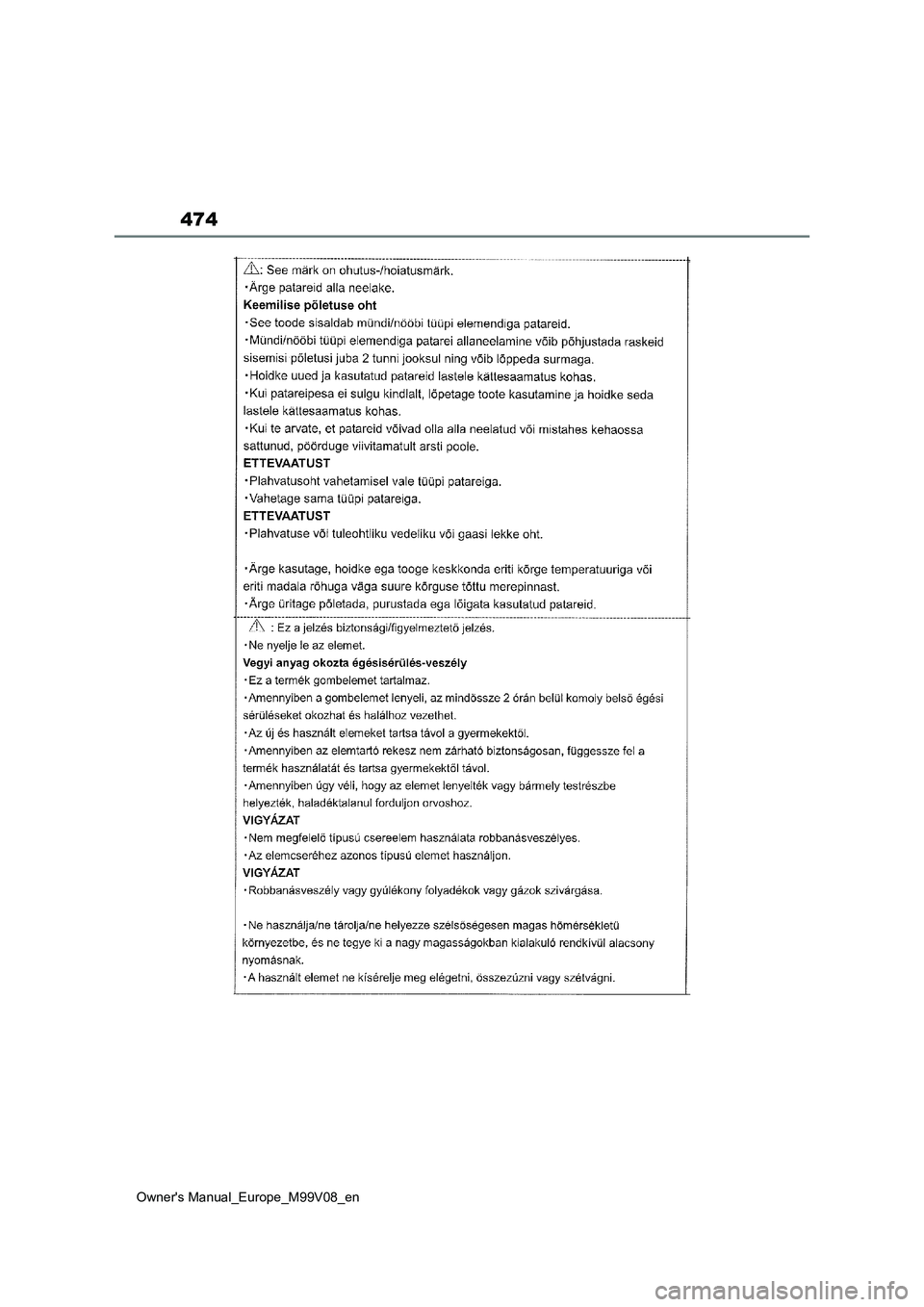 TOYOTA AYGO X 2022 ΟΔΗΓΌΣ ΧΡΉΣΗΣ (in Greek) 474
Owners Manual_Europe_M99V08_en TOYOTA AYGO X 2022 ΟΔΗΓΌΣ ΧΡΉΣΗΣ (in Greek) 474
Owners Manual_Europe_M99V08_en