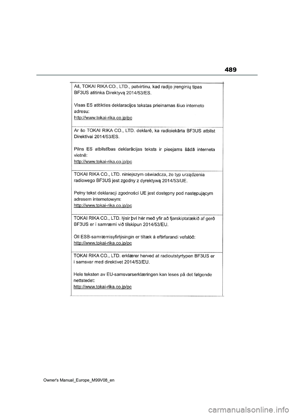 TOYOTA AYGO X 2022  ΟΔΗΓΌΣ ΧΡΉΣΗΣ (in Greek) 489
Owners Manual_Europe_M99V08_en  TOYOTA AYGO X 2022  ΟΔΗΓΌΣ ΧΡΉΣΗΣ (in Greek) 489
Owners Manual_Europe_M99V08_en