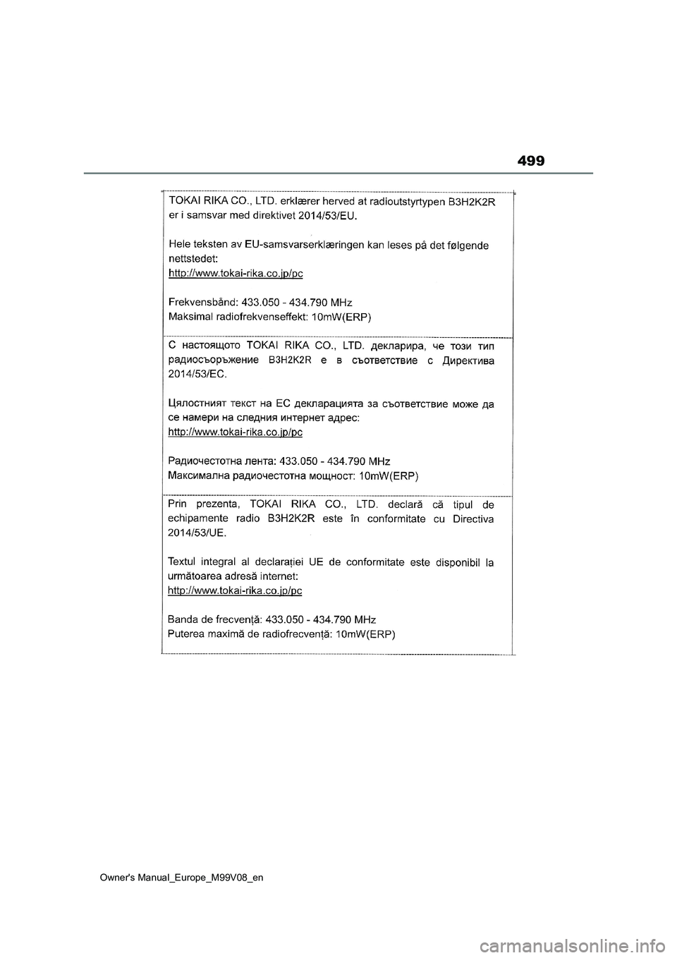 TOYOTA AYGO X 2022 ΟΔΗΓΌΣ ΧΡΉΣΗΣ (in Greek) 499
Owners Manual_Europe_M99V08_en TOYOTA AYGO X 2022 ΟΔΗΓΌΣ ΧΡΉΣΗΣ (in Greek) 499
Owners Manual_Europe_M99V08_en