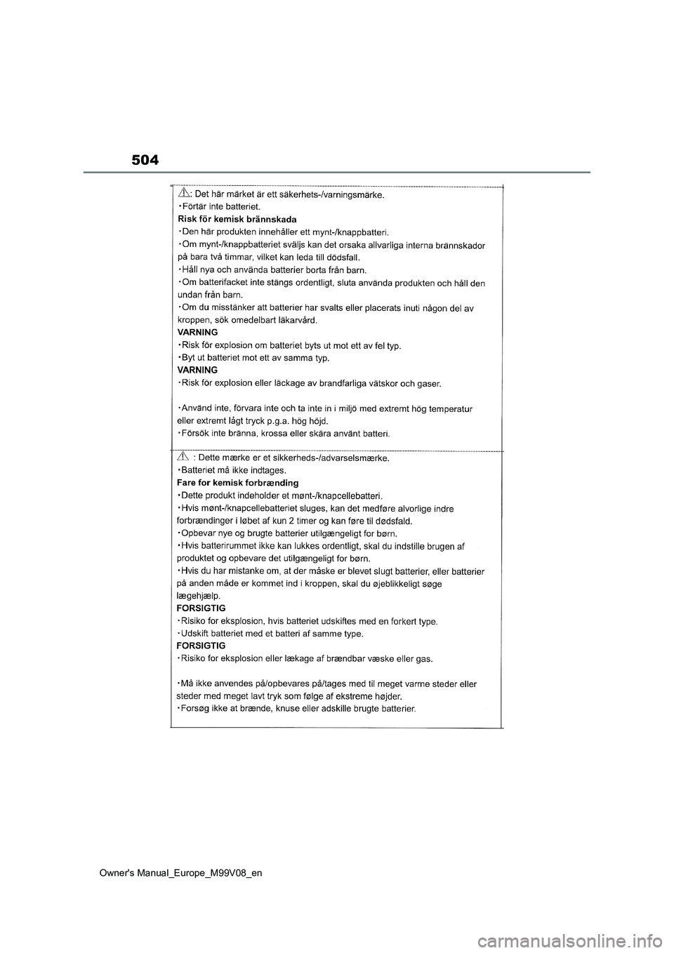 TOYOTA AYGO X 2022 ΟΔΗΓΌΣ ΧΡΉΣΗΣ (in Greek) 504
Owners Manual_Europe_M99V08_en TOYOTA AYGO X 2022 ΟΔΗΓΌΣ ΧΡΉΣΗΣ (in Greek) 504
Owners Manual_Europe_M99V08_en