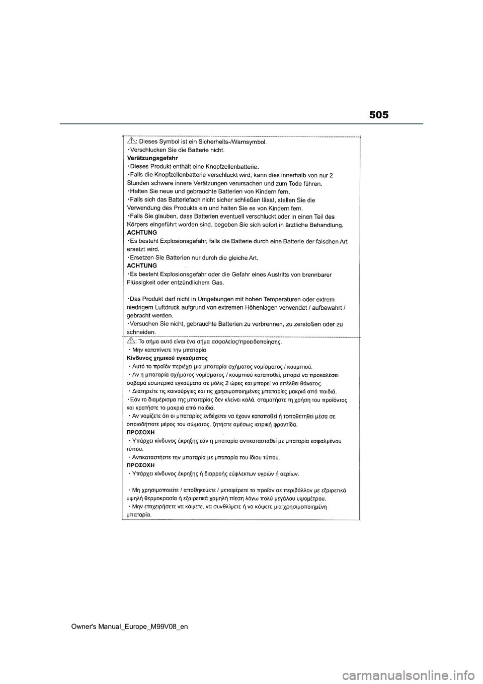 TOYOTA AYGO X 2022 ΟΔΗΓΌΣ ΧΡΉΣΗΣ (in Greek) 505
Owners Manual_Europe_M99V08_en TOYOTA AYGO X 2022 ΟΔΗΓΌΣ ΧΡΉΣΗΣ (in Greek) 505
Owners Manual_Europe_M99V08_en