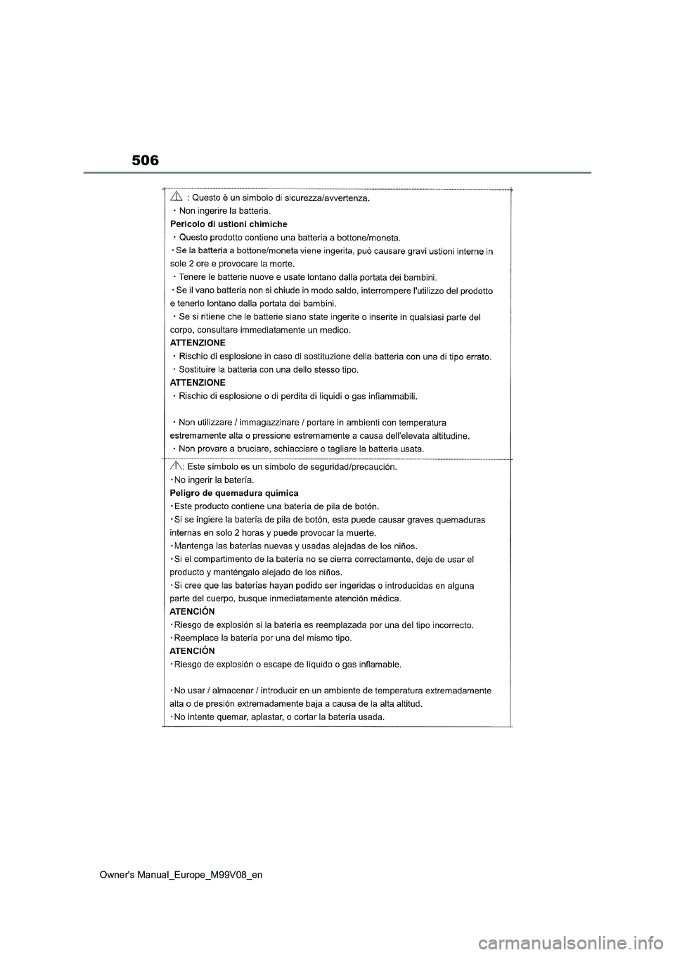 TOYOTA AYGO X 2022 ΟΔΗΓΌΣ ΧΡΉΣΗΣ (in Greek) 506
Owners Manual_Europe_M99V08_en TOYOTA AYGO X 2022 ΟΔΗΓΌΣ ΧΡΉΣΗΣ (in Greek) 506
Owners Manual_Europe_M99V08_en