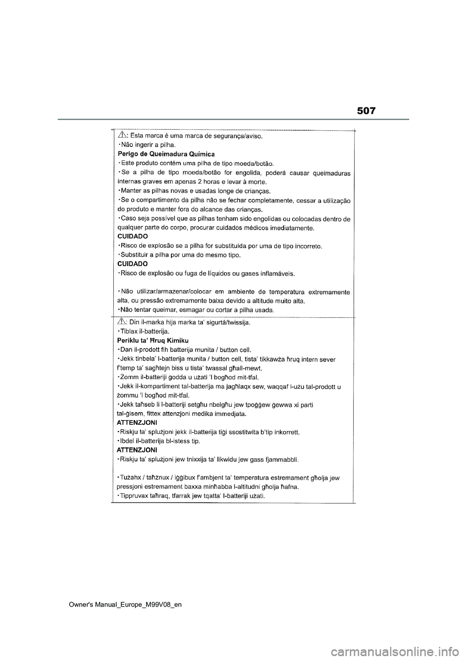 TOYOTA AYGO X 2022 ΟΔΗΓΌΣ ΧΡΉΣΗΣ (in Greek) 507
Owners Manual_Europe_M99V08_en TOYOTA AYGO X 2022 ΟΔΗΓΌΣ ΧΡΉΣΗΣ (in Greek) 507
Owners Manual_Europe_M99V08_en