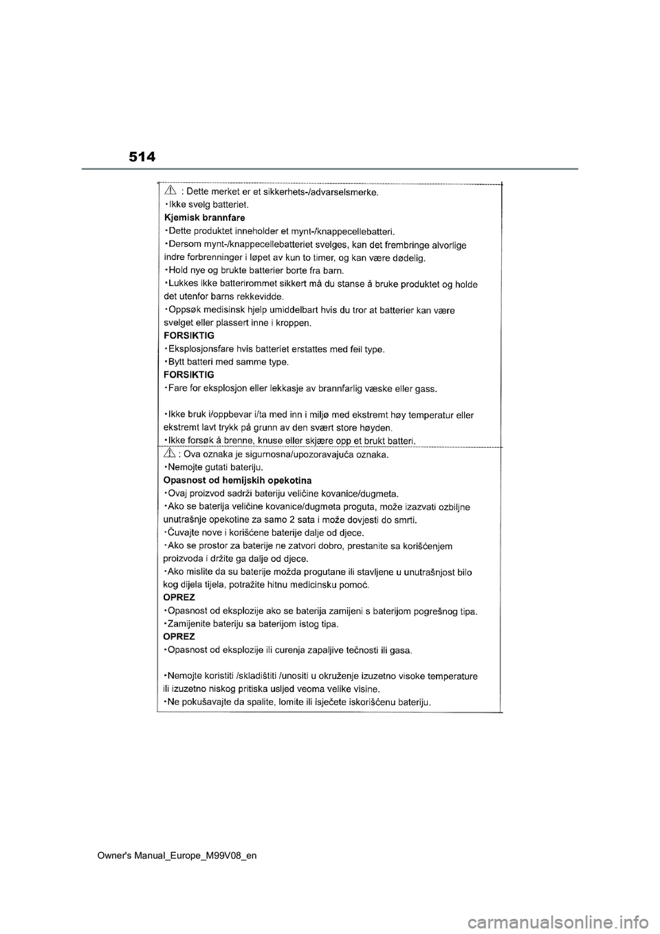 TOYOTA AYGO X 2022 ΟΔΗΓΌΣ ΧΡΉΣΗΣ (in Greek) 514
Owners Manual_Europe_M99V08_en TOYOTA AYGO X 2022 ΟΔΗΓΌΣ ΧΡΉΣΗΣ (in Greek) 514
Owners Manual_Europe_M99V08_en