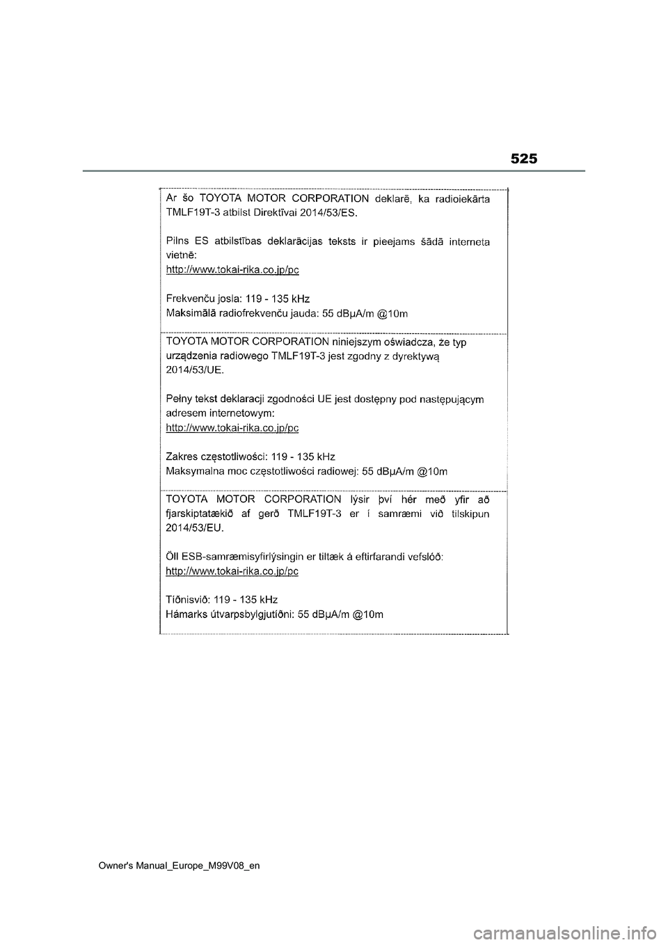 TOYOTA AYGO X 2022 ΟΔΗΓΌΣ ΧΡΉΣΗΣ (in Greek) 525
Owners Manual_Europe_M99V08_en TOYOTA AYGO X 2022 ΟΔΗΓΌΣ ΧΡΉΣΗΣ (in Greek) 525
Owners Manual_Europe_M99V08_en