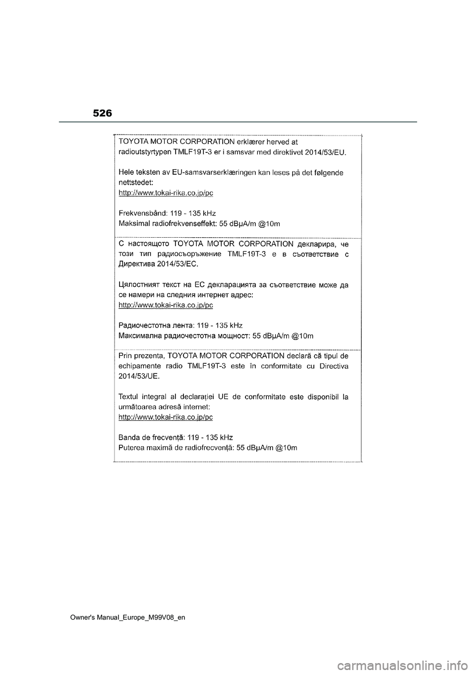 TOYOTA AYGO X 2022 ΟΔΗΓΌΣ ΧΡΉΣΗΣ (in Greek) 526
Owners Manual_Europe_M99V08_en TOYOTA AYGO X 2022 ΟΔΗΓΌΣ ΧΡΉΣΗΣ (in Greek) 526
Owners Manual_Europe_M99V08_en