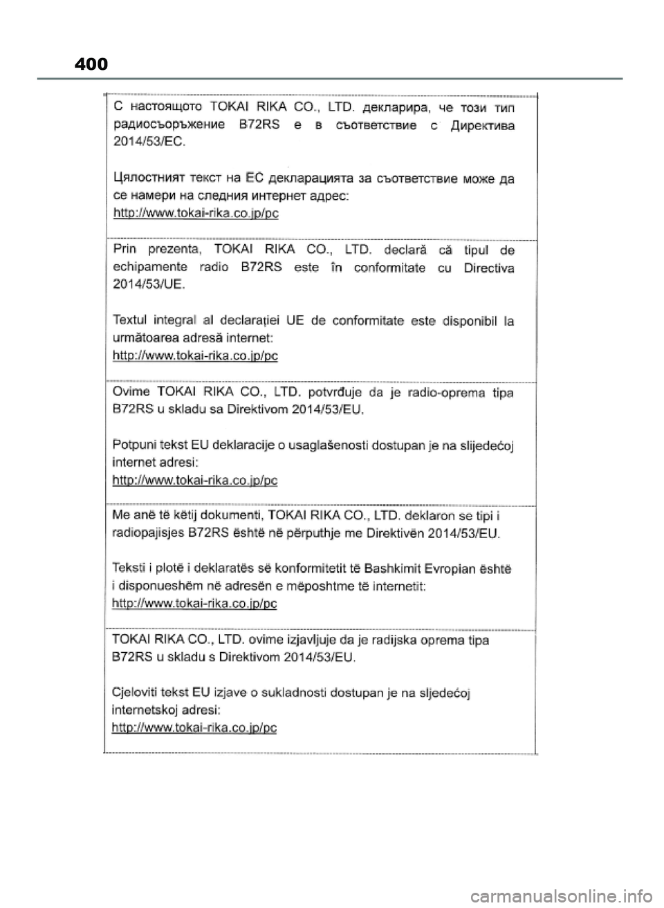TOYOTA AYGO X 2022 Instrukcja obsługi (in Polish) 400
60 Aygo X OM99V08E 2/1/22 14:26 Page 400 TOYOTA AYGO X 2022 Instrukcja obsługi (in Polish) 400
60 Aygo X OM99V08E 2/1/22 14:26 Page 400