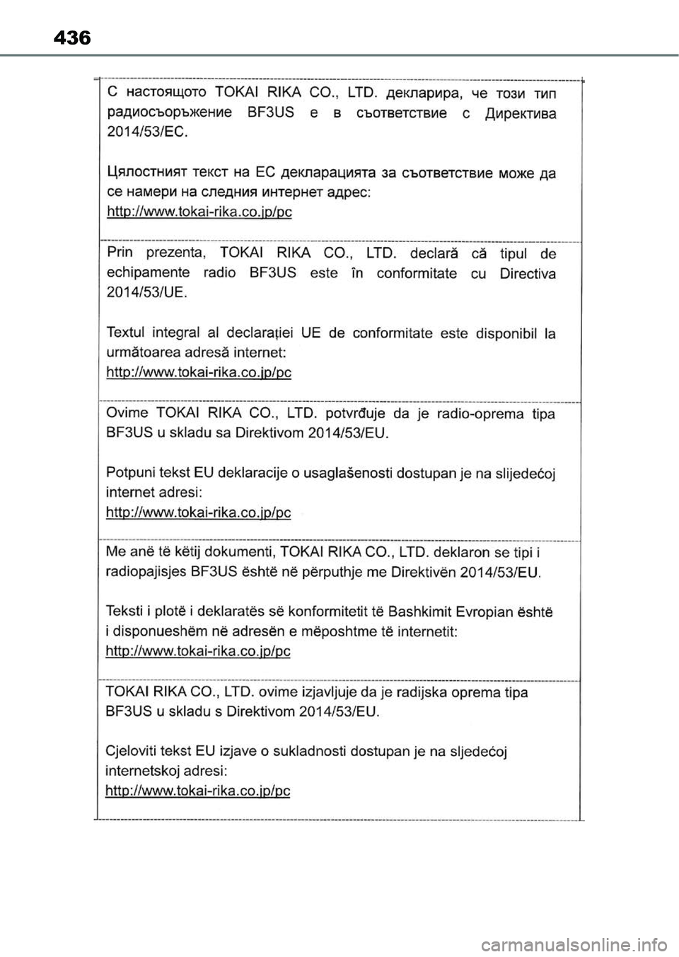 TOYOTA AYGO X 2022 Kezelési útmutató (in Hungarian) 436 TOYOTA AYGO X 2022 Kezelési útmutató (in Hungarian) 436