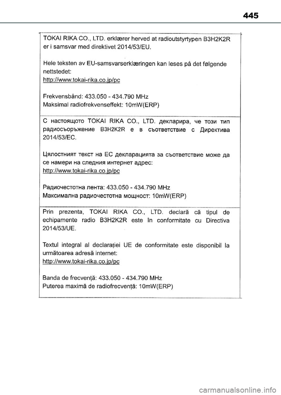 TOYOTA AYGO X 2022 Kezelési útmutató (in Hungarian) 445 TOYOTA AYGO X 2022 Kezelési útmutató (in Hungarian) 445
