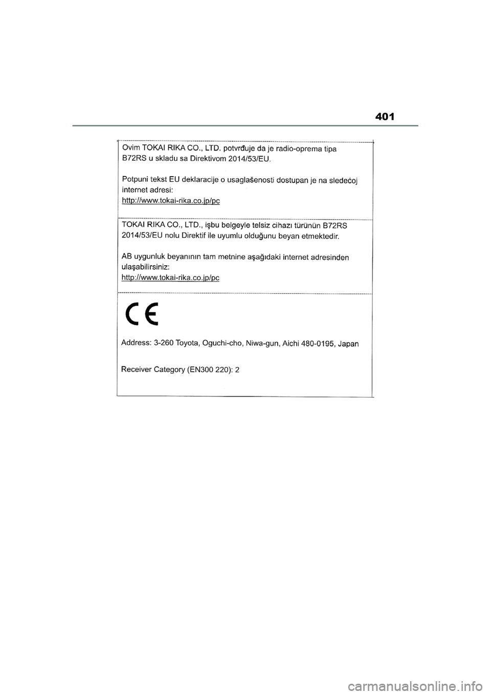 TOYOTA AYGO X 2022  Navodila Za Uporabo (in Slovenian) 401
Owners Manual_Europe_M99V08_en
Aygo_X_OM_Europe_OM99V08E.book  Page 401  Tuesday, March 15, 2022  12:55 PM 