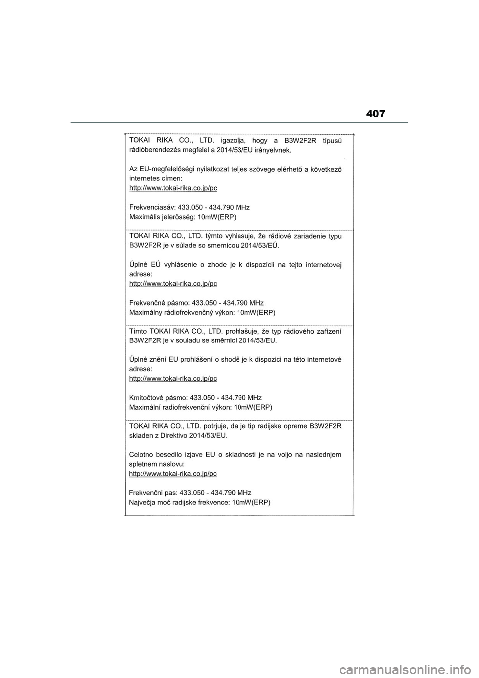 TOYOTA AYGO X 2022  Navodila Za Uporabo (in Slovenian) 407
Owners Manual_Europe_M99V08_en
Aygo_X_OM_Europe_OM99V08E.book  Page 407  Tuesday, March 15, 2022  12:55 PM 