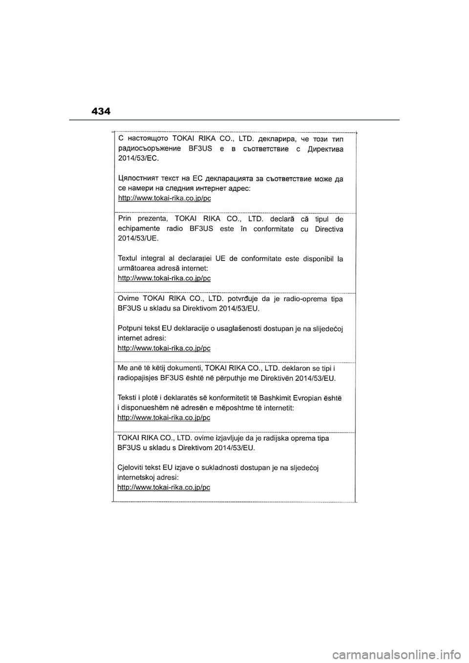 TOYOTA AYGO X 2022  Navodila Za Uporabo (in Slovenian) 434
Owners Manual_Europe_M99V08_en
Aygo_X_OM_Europe_OM99V08E.book  Page 434  Tuesday, March 15, 2022  12:55 PM 