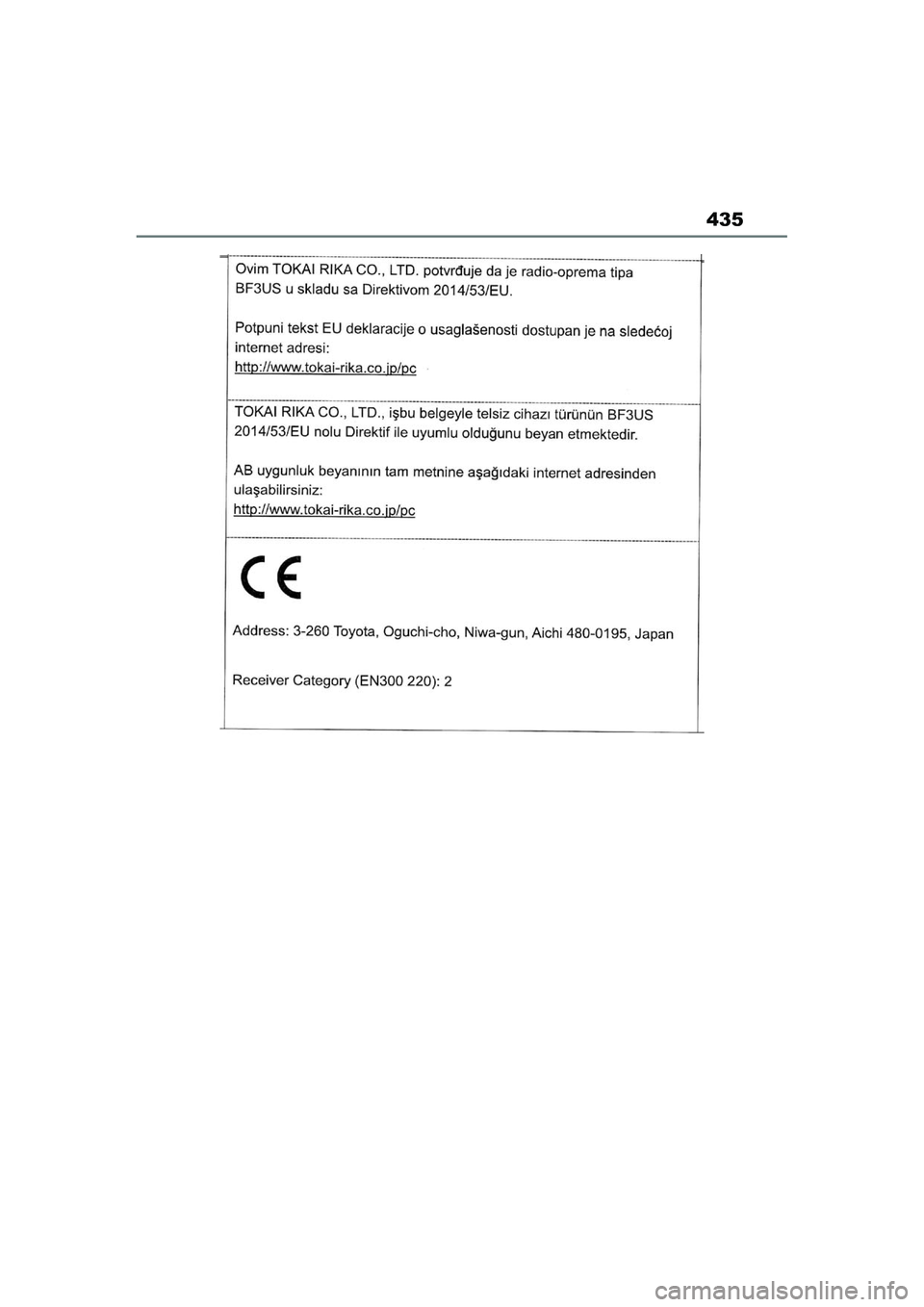 TOYOTA AYGO X 2022  Navodila Za Uporabo (in Slovenian) 435
Owners Manual_Europe_M99V08_en
Aygo_X_OM_Europe_OM99V08E.book  Page 435  Tuesday, March 15, 2022  12:55 PM 