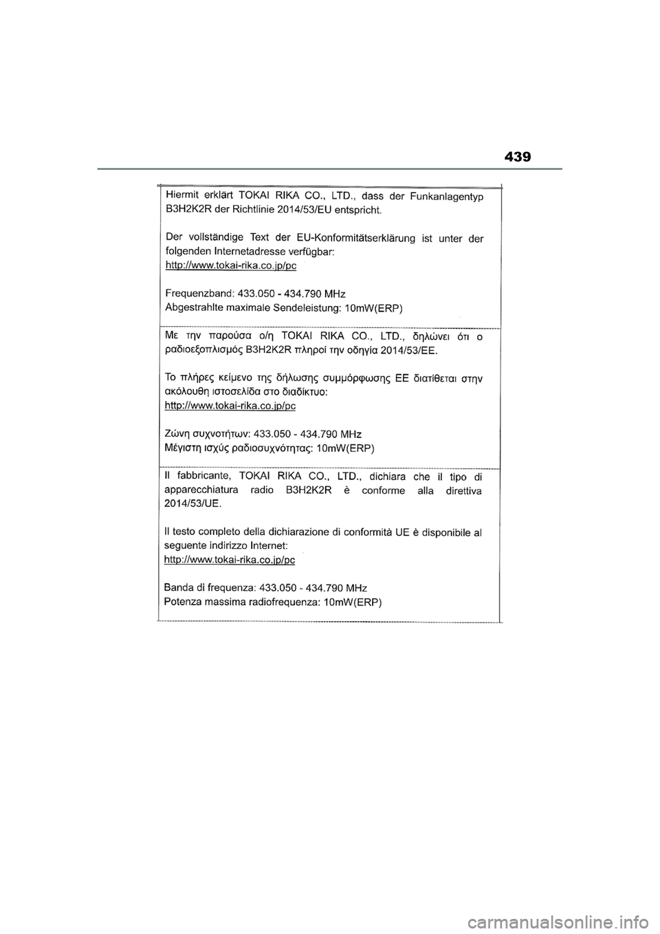 TOYOTA AYGO X 2022  Navodila Za Uporabo (in Slovenian) 439
Owners Manual_Europe_M99V08_en
Aygo_X_OM_Europe_OM99V08E.book  Page 439  Tuesday, March 15, 2022  12:55 PM 