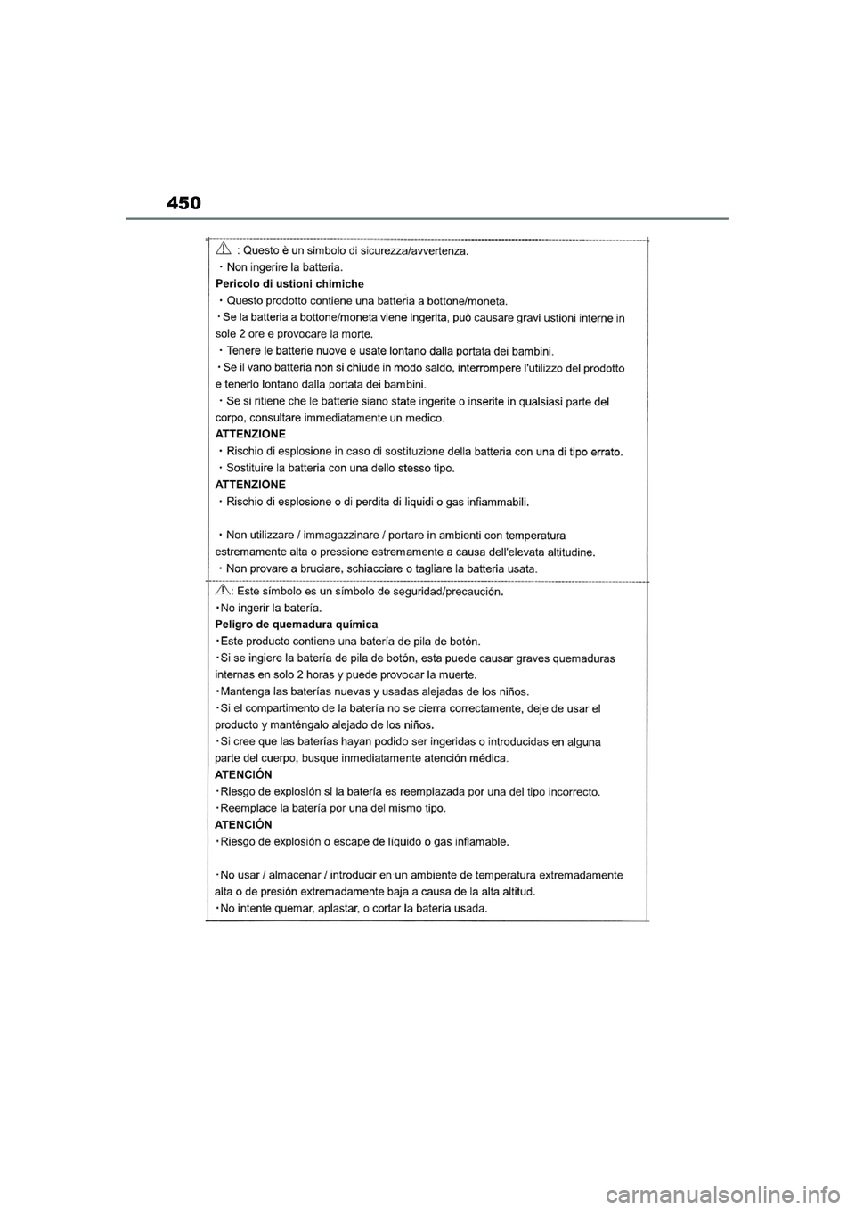 TOYOTA AYGO X 2022 Navodila Za Uporabo (in Slovenian) 450
Owners Manual_Europe_M99V08_en
Aygo_X_OM_Europe_OM99V08E.book Page 450 Tuesday, March 15, 2022 12:55 PM TOYOTA AYGO X 2022 Navodila Za Uporabo (in Slovenian) 450
Owners Manual_Europe_M99V08_en
Aygo_X_OM_Europe_OM99V08E.book Page 450 Tuesday, March 15, 2022 12:55 PM