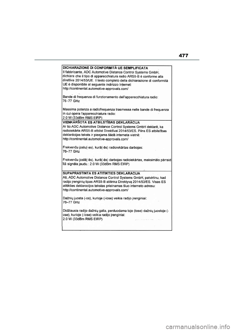 TOYOTA AYGO X 2022  Navodila Za Uporabo (in Slovenian) 477
Owners Manual_Europe_M99V08_en
Aygo_X_OM_Europe_OM99V08E.book  Page 477  Tuesday, March 15, 2022  12:55 PM 