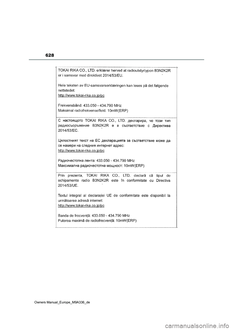 TOYOTA BZ4X 2022 Betriebsanleitungen (in German) 628
Owners Manual_Europe_M9A336_de TOYOTA BZ4X 2022 Betriebsanleitungen (in German) 628
Owners Manual_Europe_M9A336_de