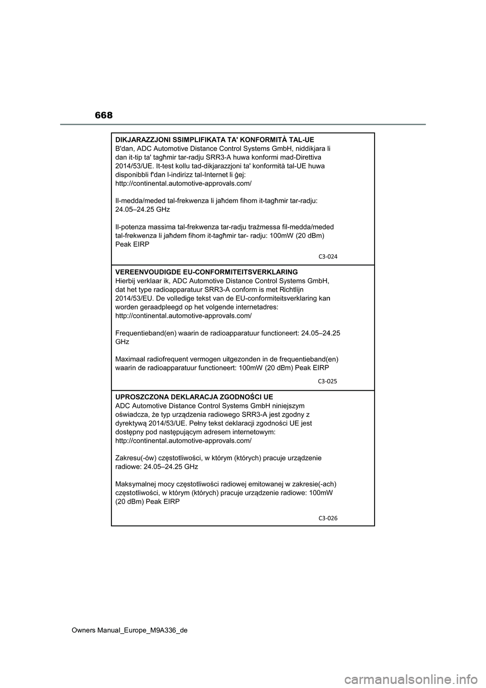 TOYOTA BZ4X 2022  Betriebsanleitungen (in German) 668
Owners Manual_Europe_M9A336_de 