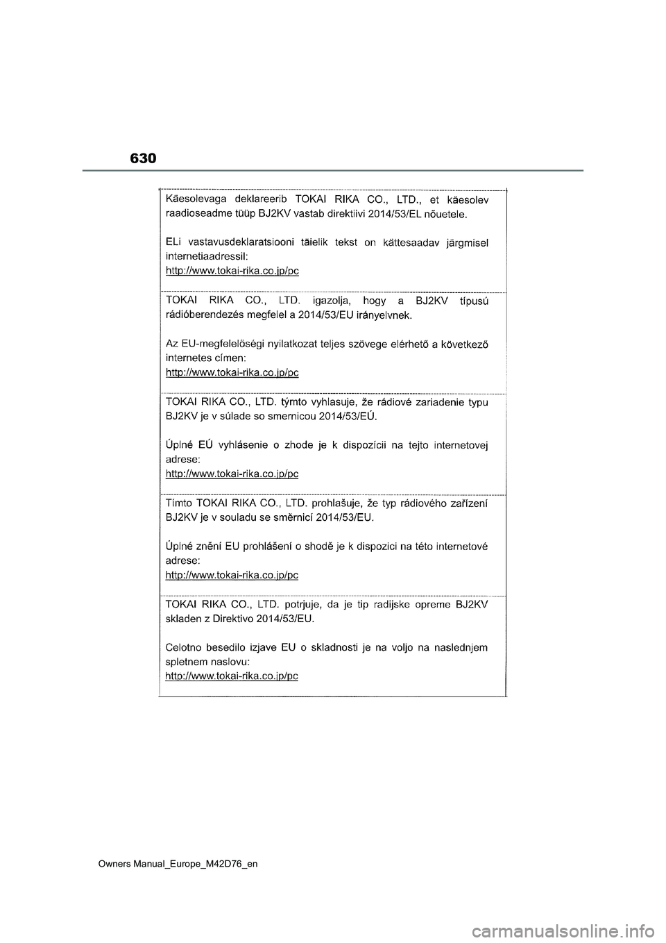 TOYOTA BZ4X 2022 Owners Manual (in English) 630
Owners Manual_Europe_M42D76_en TOYOTA BZ4X 2022 Owners Manual (in English) 630
Owners Manual_Europe_M42D76_en