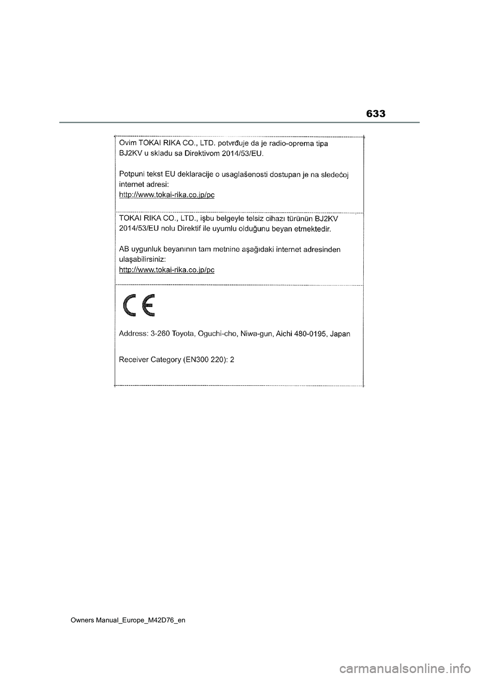 TOYOTA BZ4X 2022 Owners Manual (in English) 633
Owners Manual_Europe_M42D76_en TOYOTA BZ4X 2022 Owners Manual (in English) 633
Owners Manual_Europe_M42D76_en