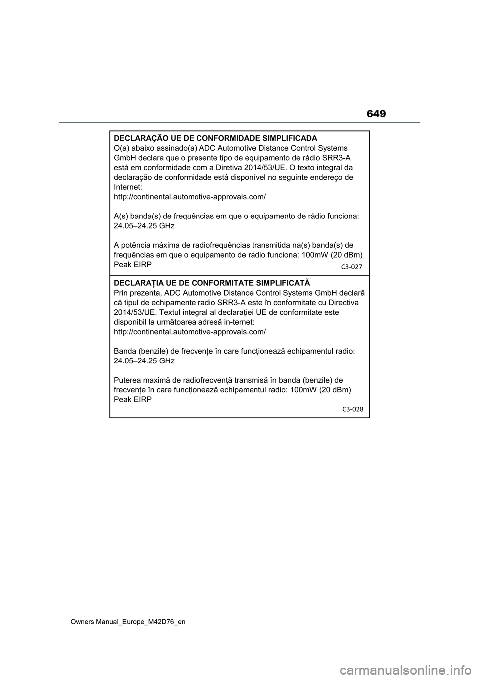 TOYOTA BZ4X 2022  Owners Manual (in English) 649
Owners Manual_Europe_M42D76_en 