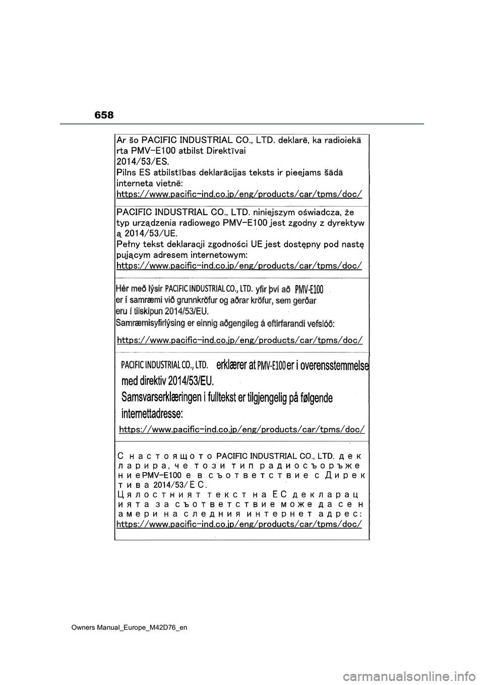 TOYOTA BZ4X 2022  Owners Manual (in English) 658
Owners Manual_Europe_M42D76_en 