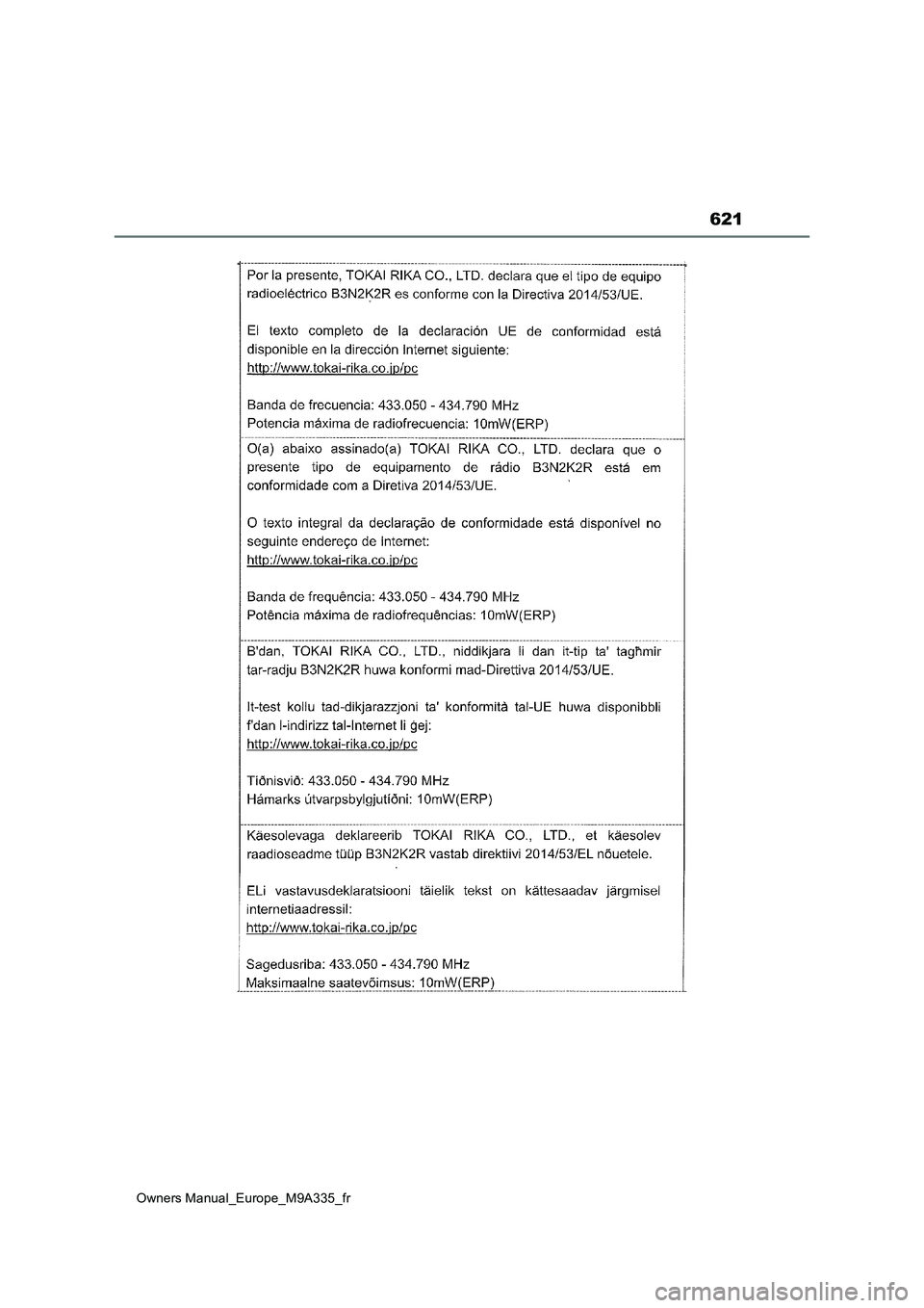 TOYOTA BZ4X 2022 Notices Demploi (in French) 621
Owners Manual_Europe_M9A335_fr TOYOTA BZ4X 2022 Notices Demploi (in French) 621
Owners Manual_Europe_M9A335_fr