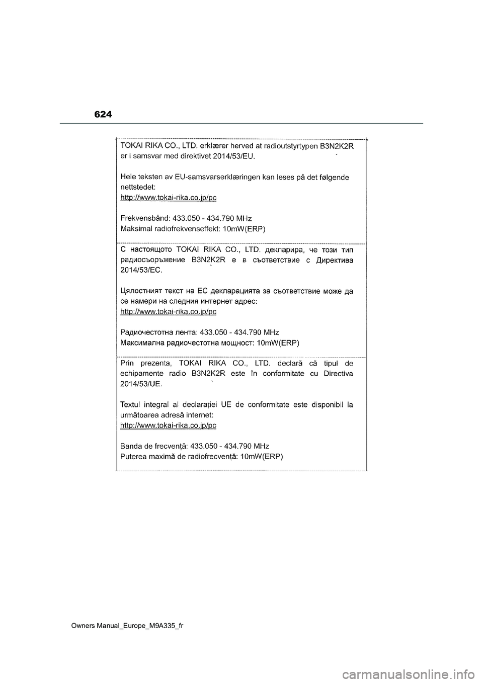 TOYOTA BZ4X 2022 Notices Demploi (in French) 624
Owners Manual_Europe_M9A335_fr TOYOTA BZ4X 2022 Notices Demploi (in French) 624
Owners Manual_Europe_M9A335_fr
